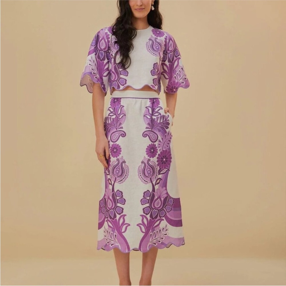 Farm Rio Set Purple and White Floral